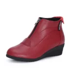 TIMETANG Women Zipper Ankle Boots Ladies Warm Winter Short Plush Short Boot Female Non Slip Pu Leather Shoes Comfort Soft Shoe