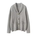 Vintage Women Sweater 100% Cashmere Cardigan Sweater Shawl Collar Jacquard Textured Autumn Winter Thick Warm Heavyweight Clothes